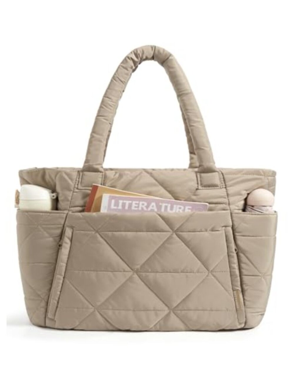 BAGSMART Puffer Tote Quilted Nylon Taslan Handbag with Zipper Laptop Shoulder